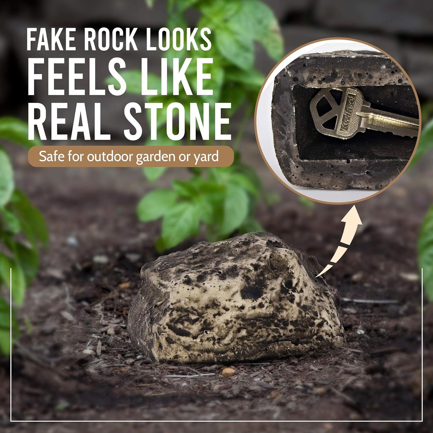 Realistic Fake Rock Key Hider – Weatherproof Outdoor Key Storage for Emergencies (1 Pc) Your Brand