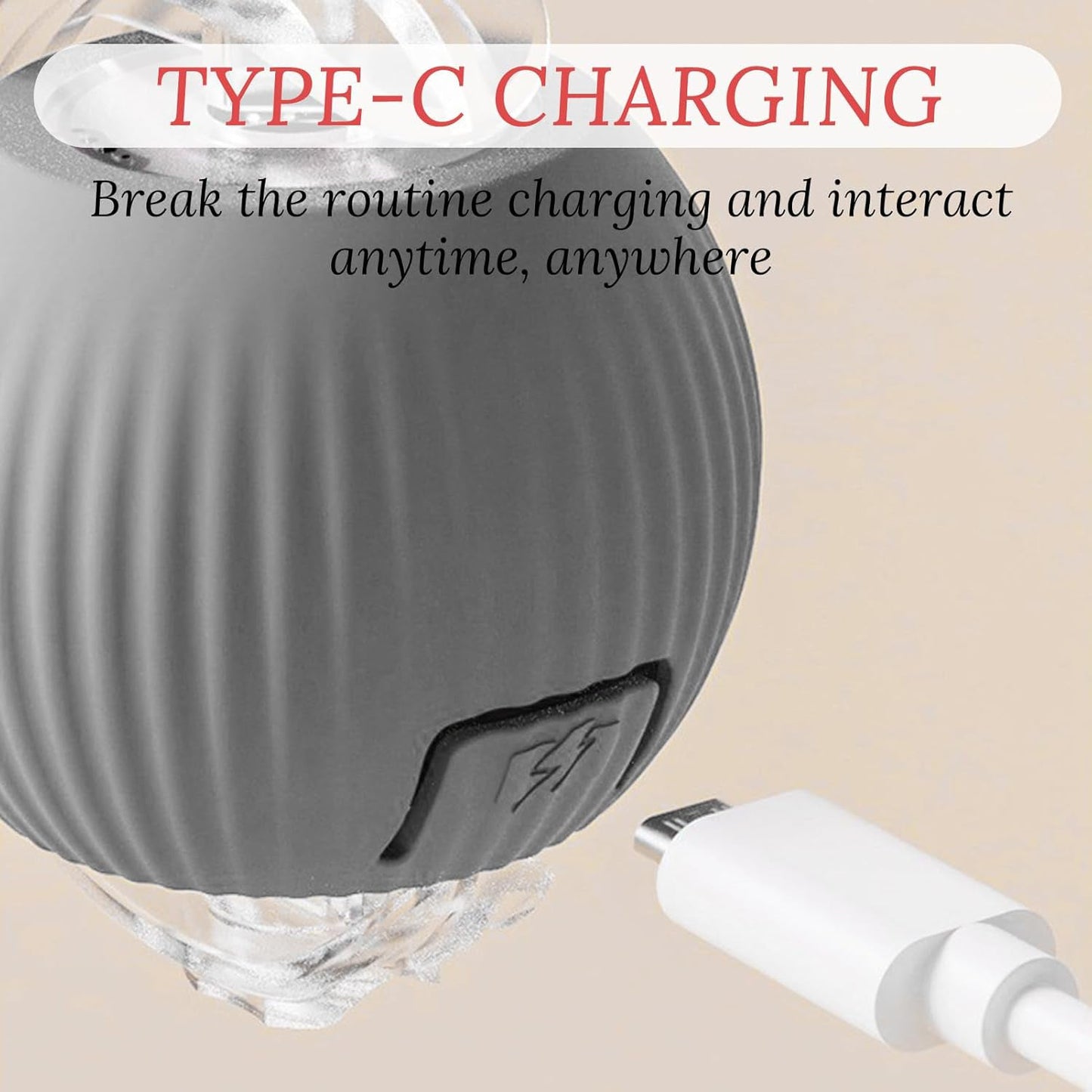 Rechargeable Interactive Cat Toy Ball with Detachable Braided Tail and LED Light (1 Pc) Your Brand