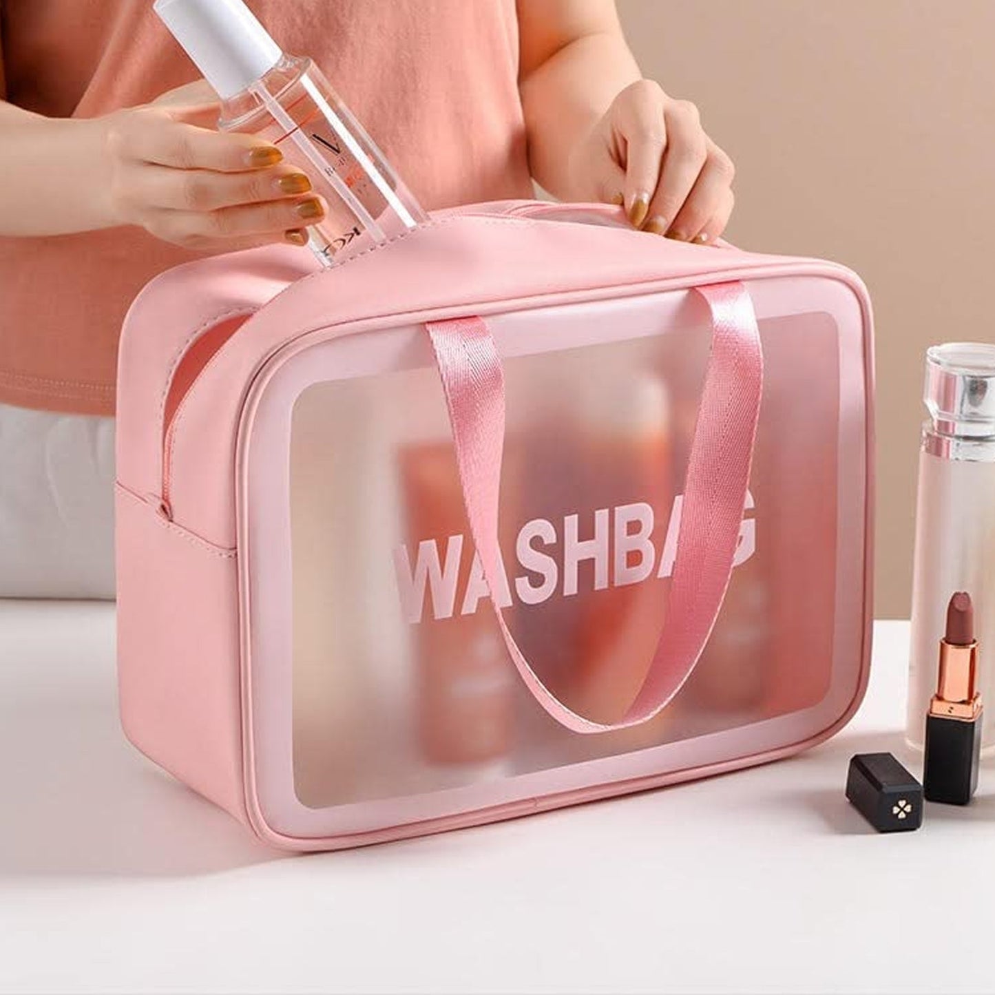 Big Zippered Cosmetic Pouch, Toiletry Bag for Cosmetics (1 Pc) Your Brand
