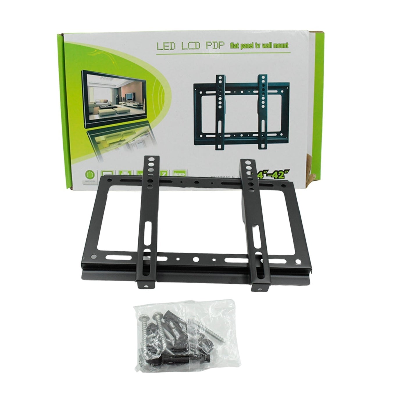 TV Wall Bracket Mount Slim Monitor Stand for 14 x 42, LCD LED 3D plasma Flat TVs Full Motion Heavy-Duty Wall Bracket, Sturdy and Strong Flat Screen Design TV Wall Mount (29cmx19cm) Your Brand