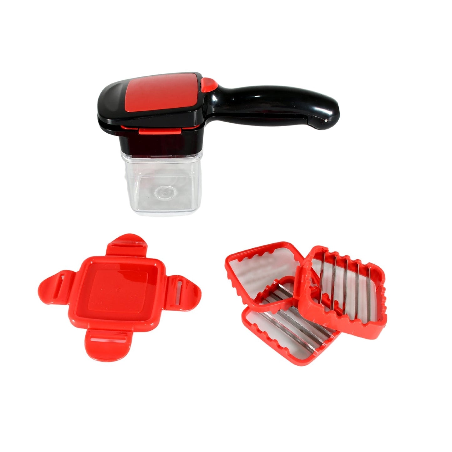 Multifunction Vegetable Cutter Manual Vegetable Quick Dicer Fruit Chopper Slicer with 3 Interchangeable Stainless Steel Blade Inserts, Non-Skid Base Slicer and Chopper Your Brand
