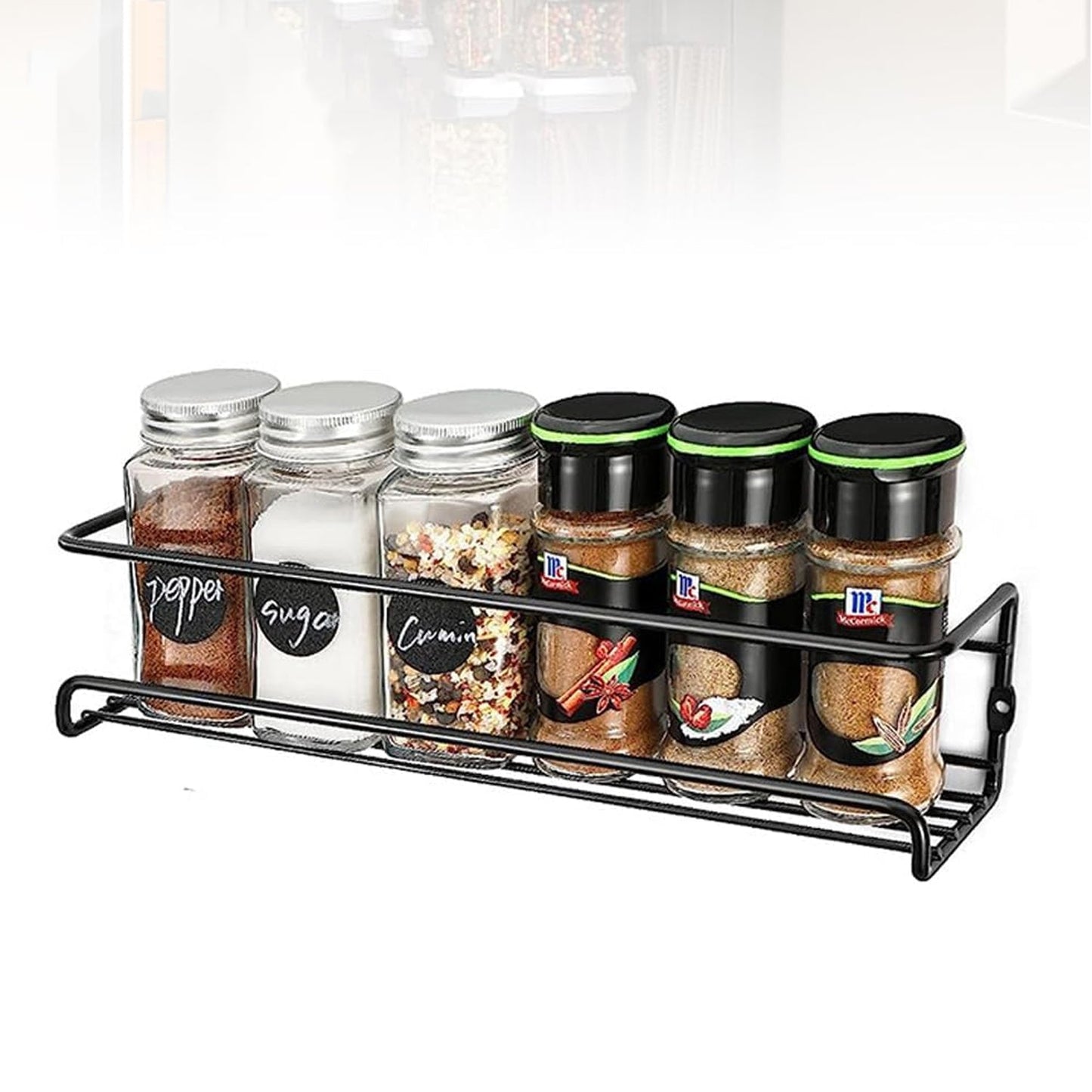 Spice Bottle Storage Rack Hanging Spice Rack Hanging Spice Rack Seasoning Holder Metal Storage Hanging Rack (1 Pc) Your Brand