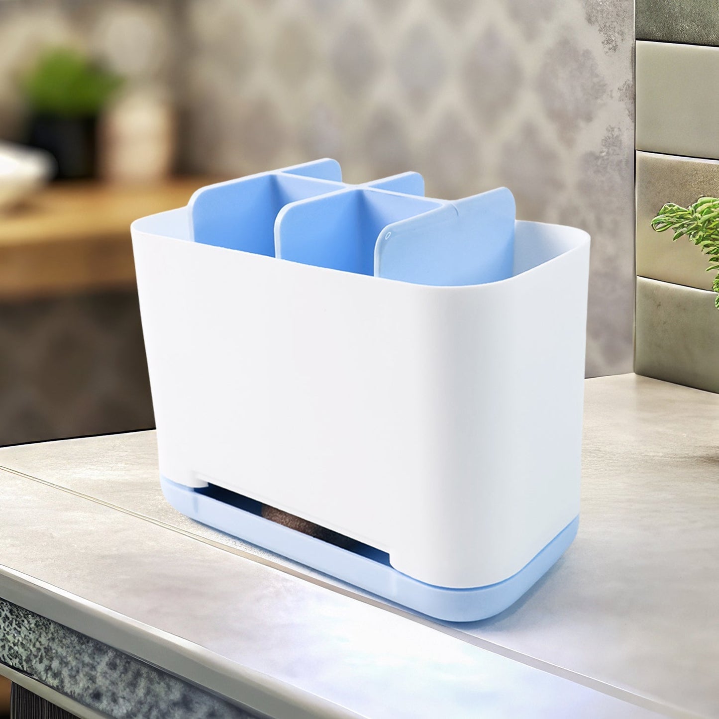 6 Compartment Multi Purpose Organizer Toothbrush Holder Stand Plastic Caddy (1 Pc) Your Brand