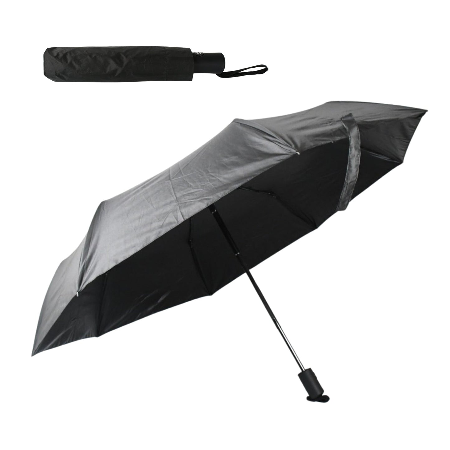 2 Fold Manual Umbrella – Wind, Sun & Rainproof with Steel Shaft & Wrist Strap Your Brand