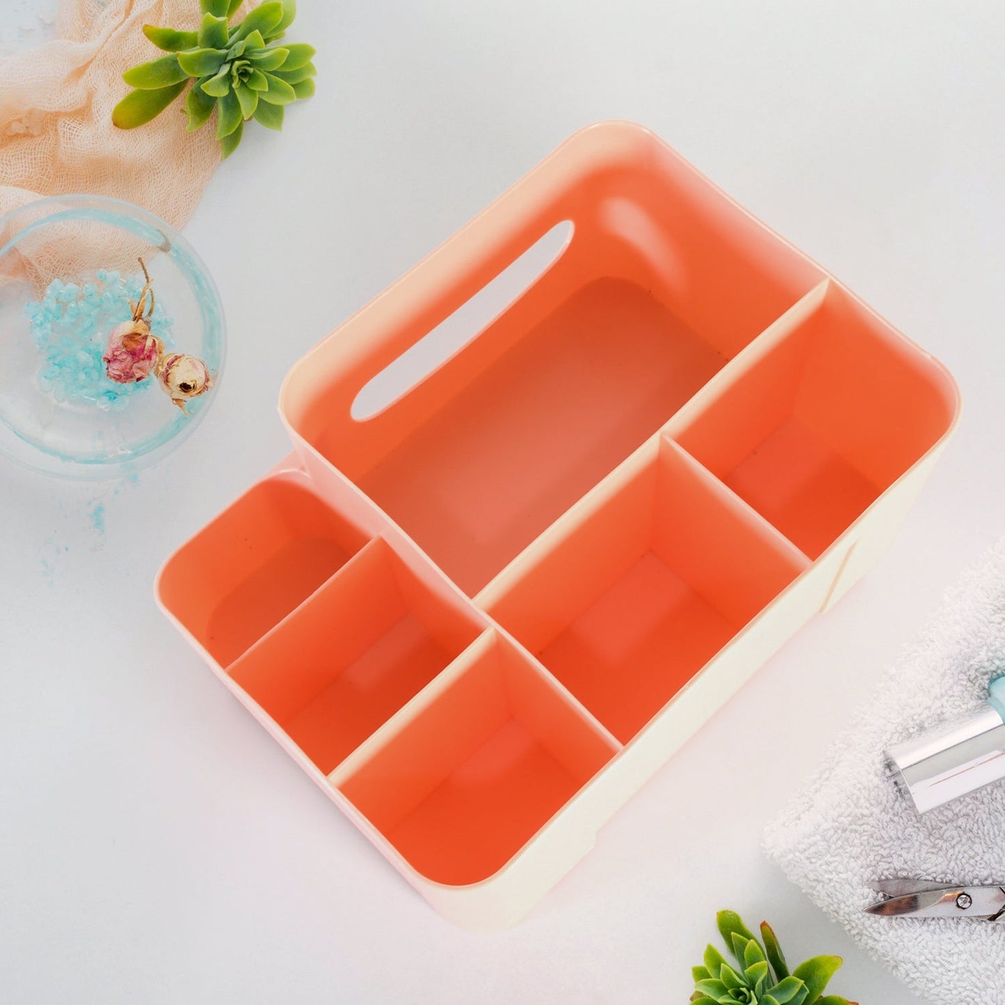 6-Compartment Desk Organizer – Multi-Function Storage for Tissue, Stationery, Remote & Mobile (Home/Office) Your Brand