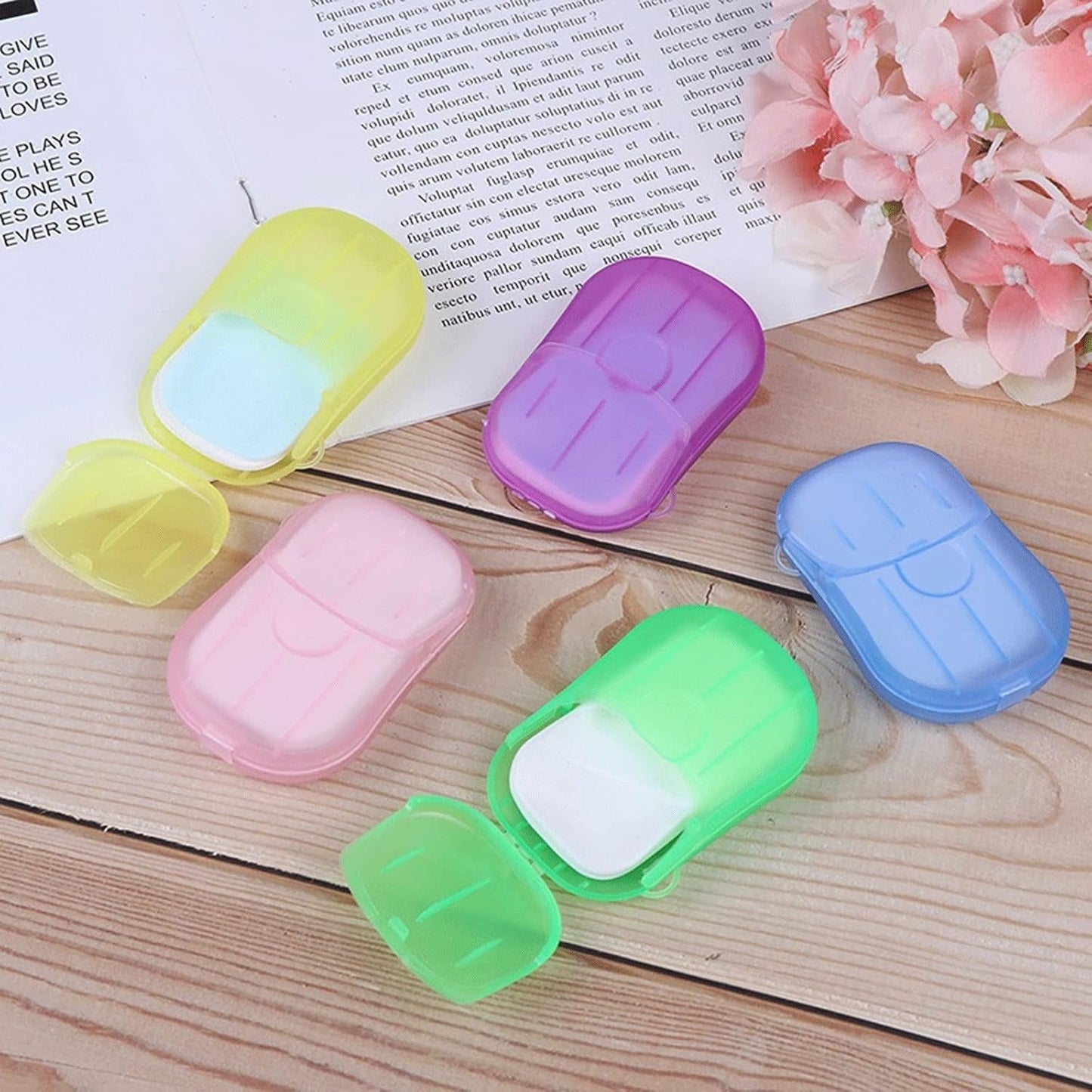 Travel Paper Soap Sheet with Mini Box (20 Sheets in a Pack Approx / Mix Color) Your Brand