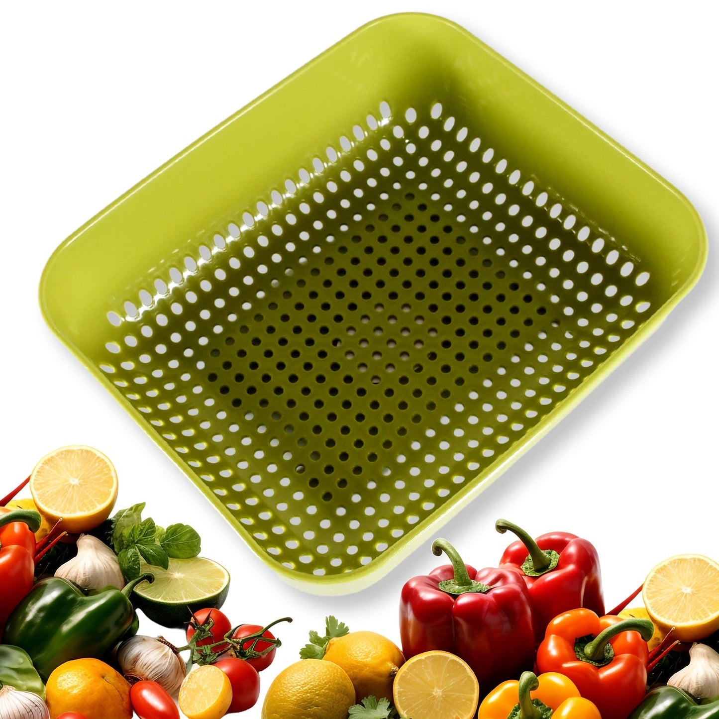 Multipurpose Small Plastic Kitchen Basket, Vegetables and Fruits Washing, Basket (20x17 Cm) Your Brand