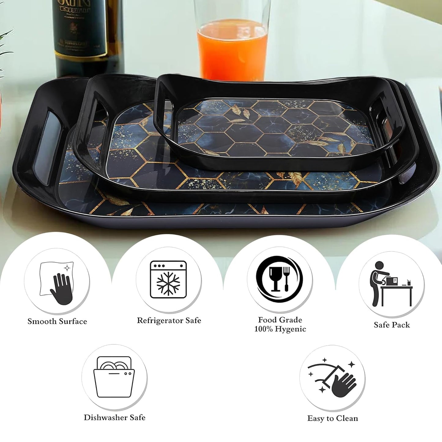 Premium Plastic Serving Tray (3 Pc) Your Brand
