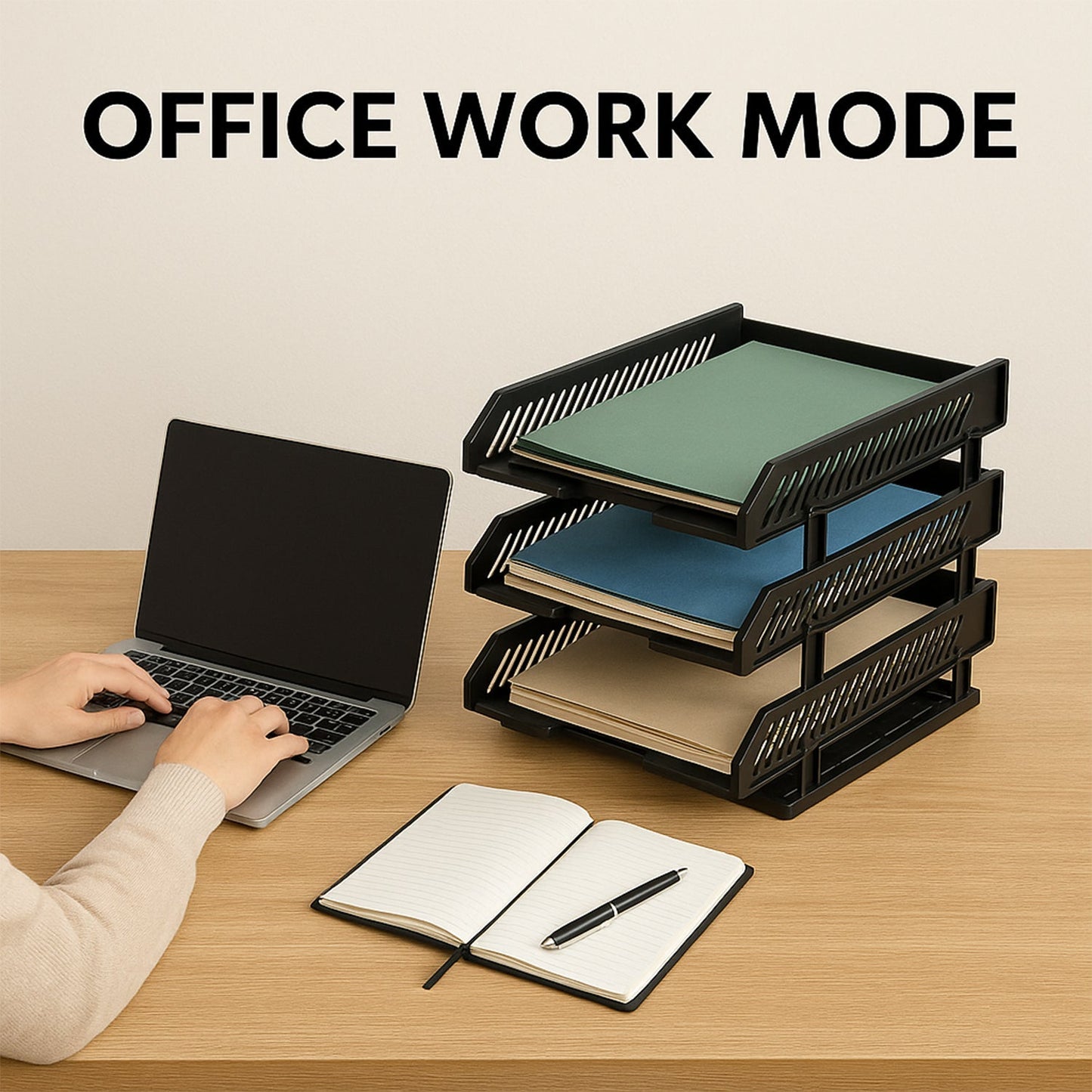 4-Layer Multifunctional File Rack with Drawers for Office Desk Your Brand