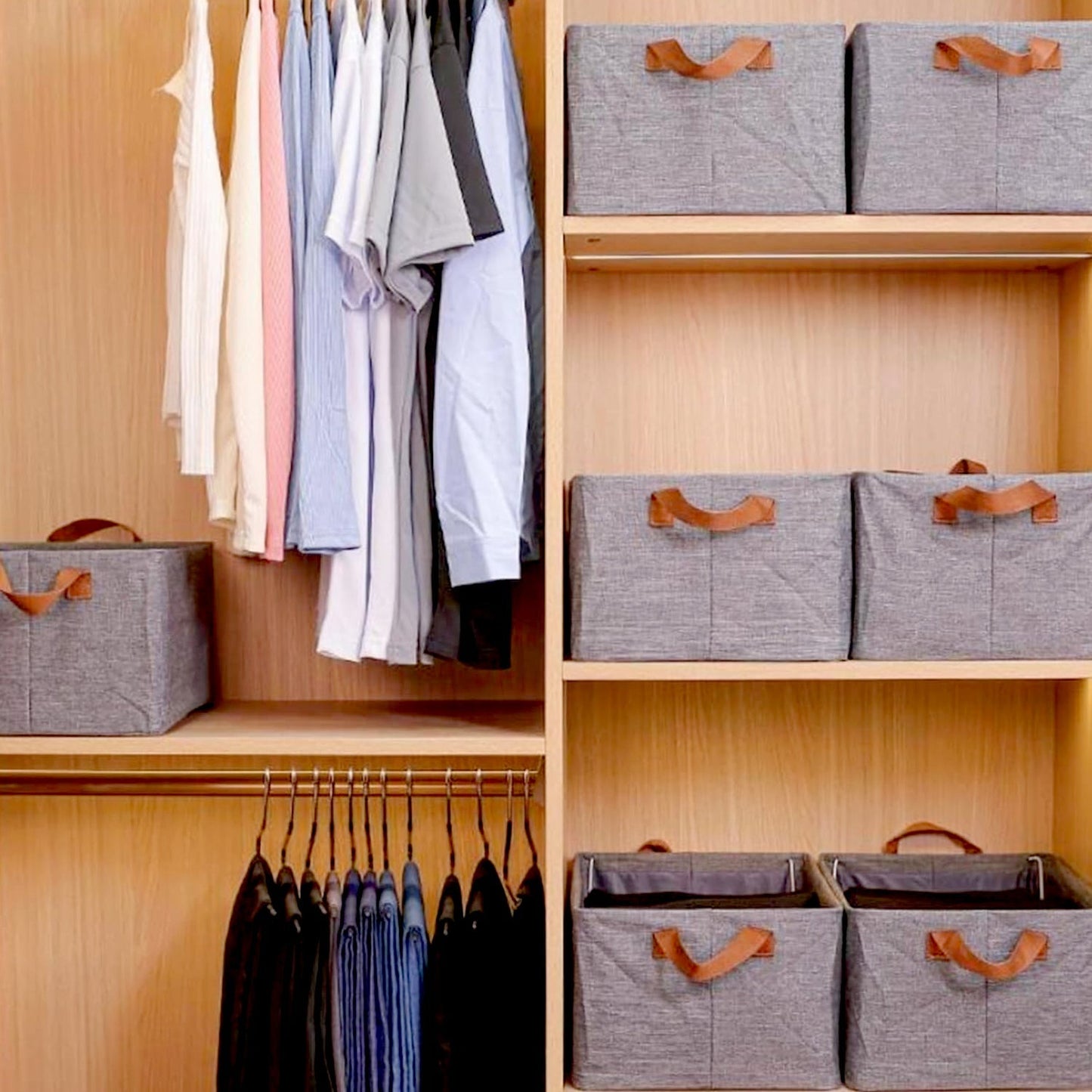 FOLDABLE STORAGE BOX HANDLES, COTTON AND LINEN STORAGE BINS AND BASKETS ORGANIZER FOR NURSERY, CLOSET, BEDROOM, HOME (45 Cm) Your Brand