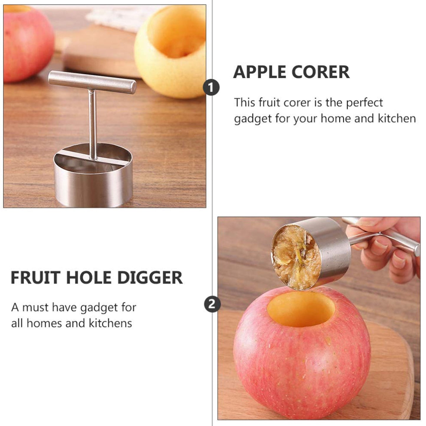 Corer Pear Core Separator Vegetable Core Remover Seeder Cutter Pitter Fruit Hole Remover Coring Tool (1 Pc) Your Brand