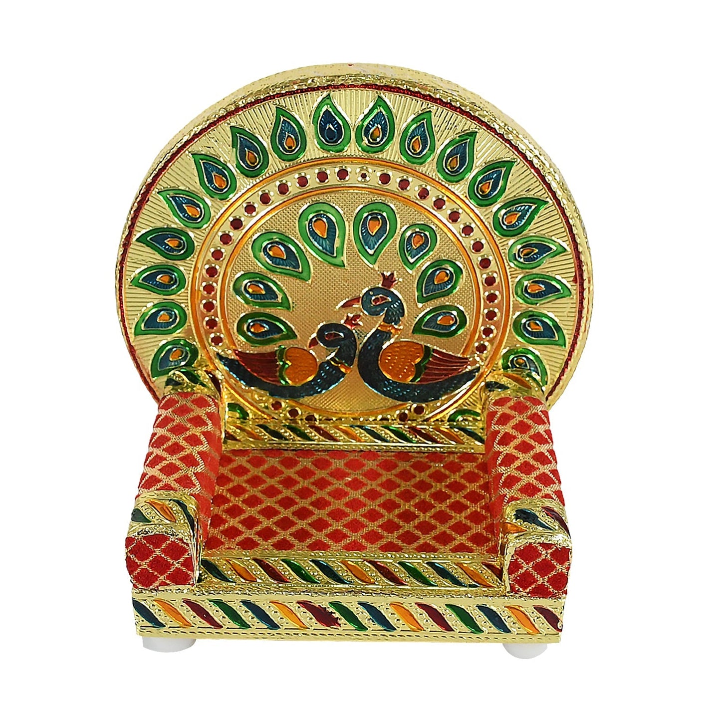 Meenakari Work Laddu Gopal Singhasan / Sihasan for Pooja Mandir Wooden Krishna Ladoo Bal Gopal Sofa Asan, Home Decorative Premium Look Decorative Singhasan Suitable For Home, Office, Restaurant (2 Pc Set) Your Brand
