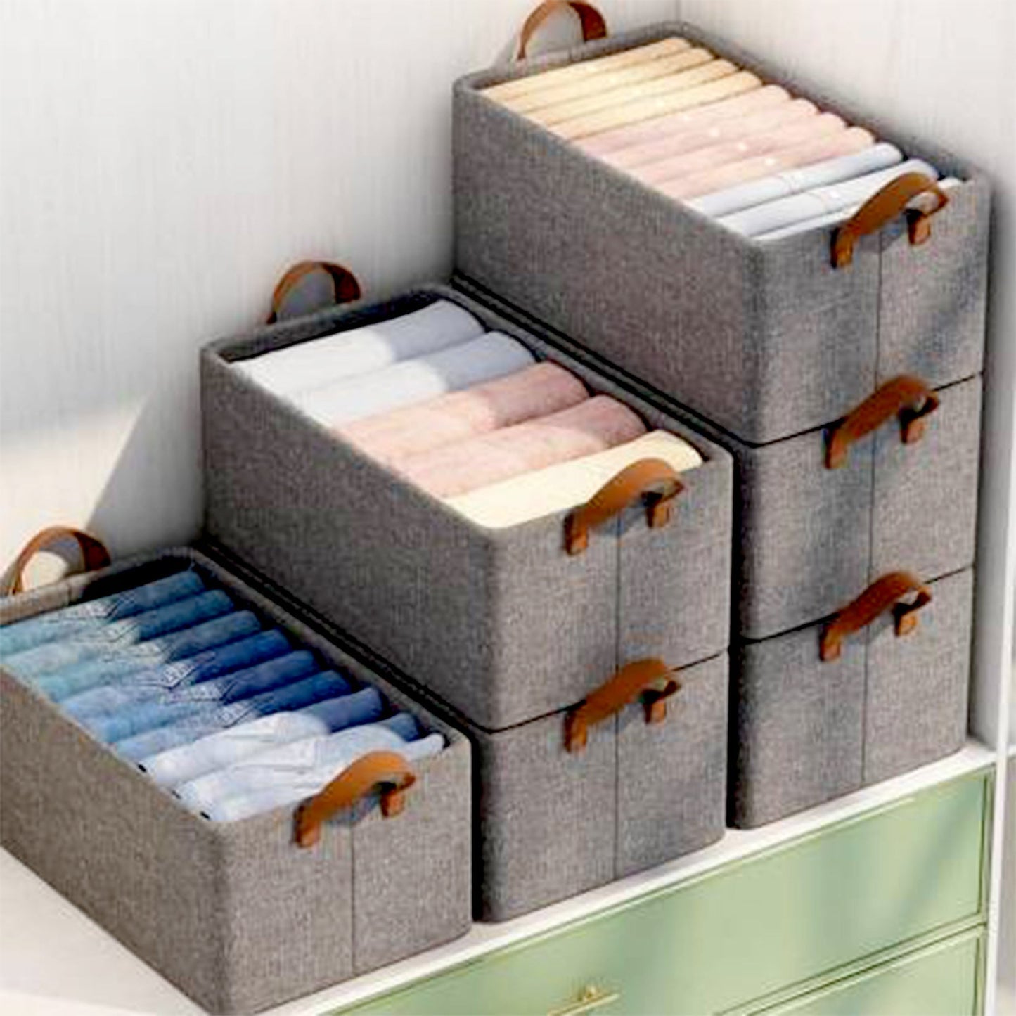 FOLDABLE STORAGE BOX HANDLES, COTTON AND LINEN STORAGE BINS AND BASKETS ORGANIZER FOR NURSERY, CLOSET, BEDROOM, HOME (45 Cm) Your Brand