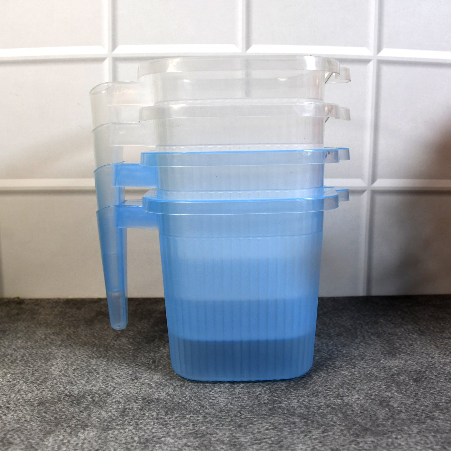 Plastic Transparent Bathroom Water Mug (4 pc / Mix colour / 1000 ML) Your Brand