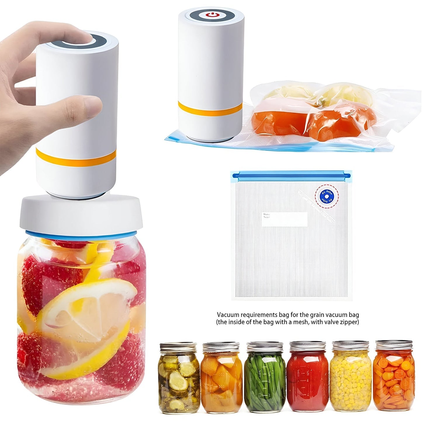 Portable USB Rechargeable Vacuum Sealer Machine (1 Pc) Your Brand