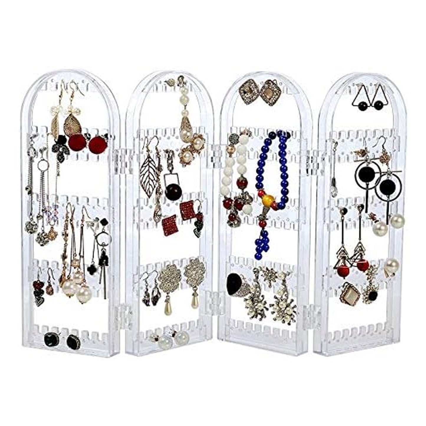 4 Folding Storage Hanger Acrylic Earring Screen Holder Display Stand Clear (1 Set) Your Brand