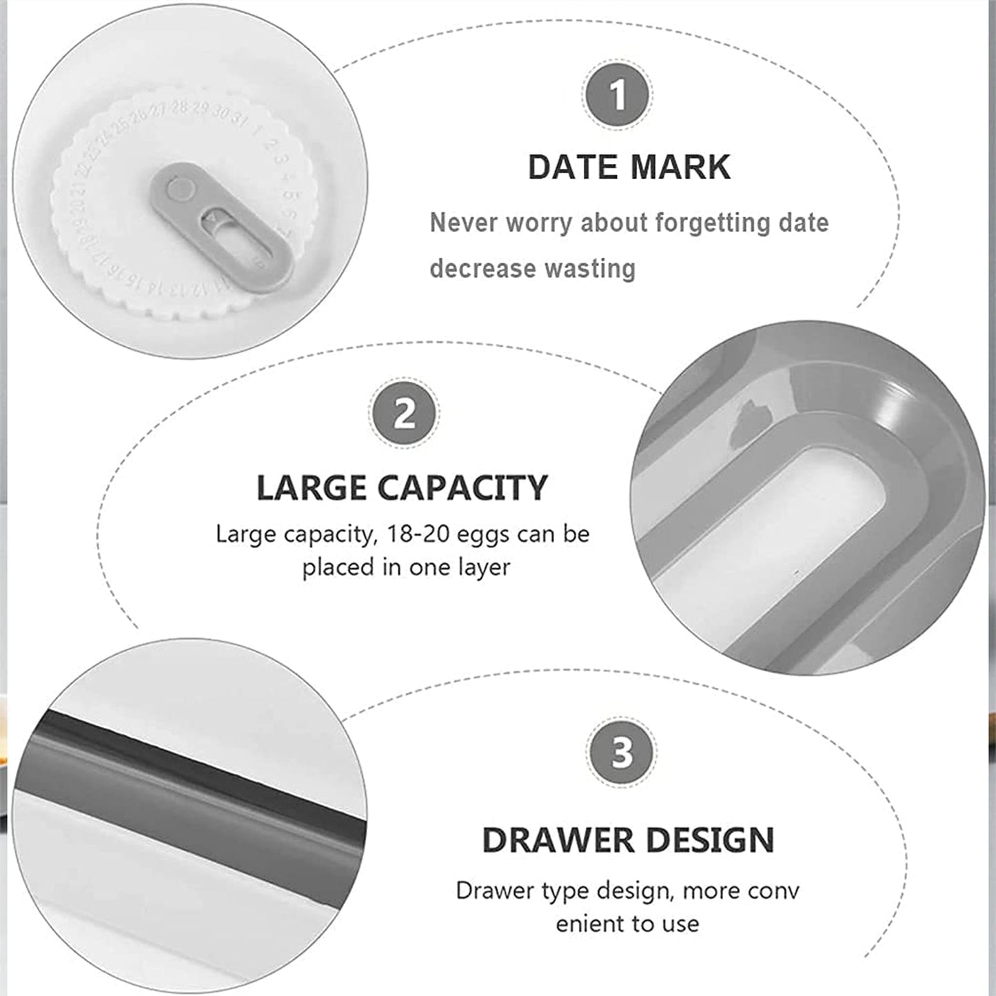 Egg Storage Box Plastic Egg Drawer Fridge Egg Organizer Egg Keeper Refrigerator Egg Drawer Plastic Egg Carton Covered Egg Holder Pantry Egg Bin Household Egg Tray (1 Pc) Your Brand