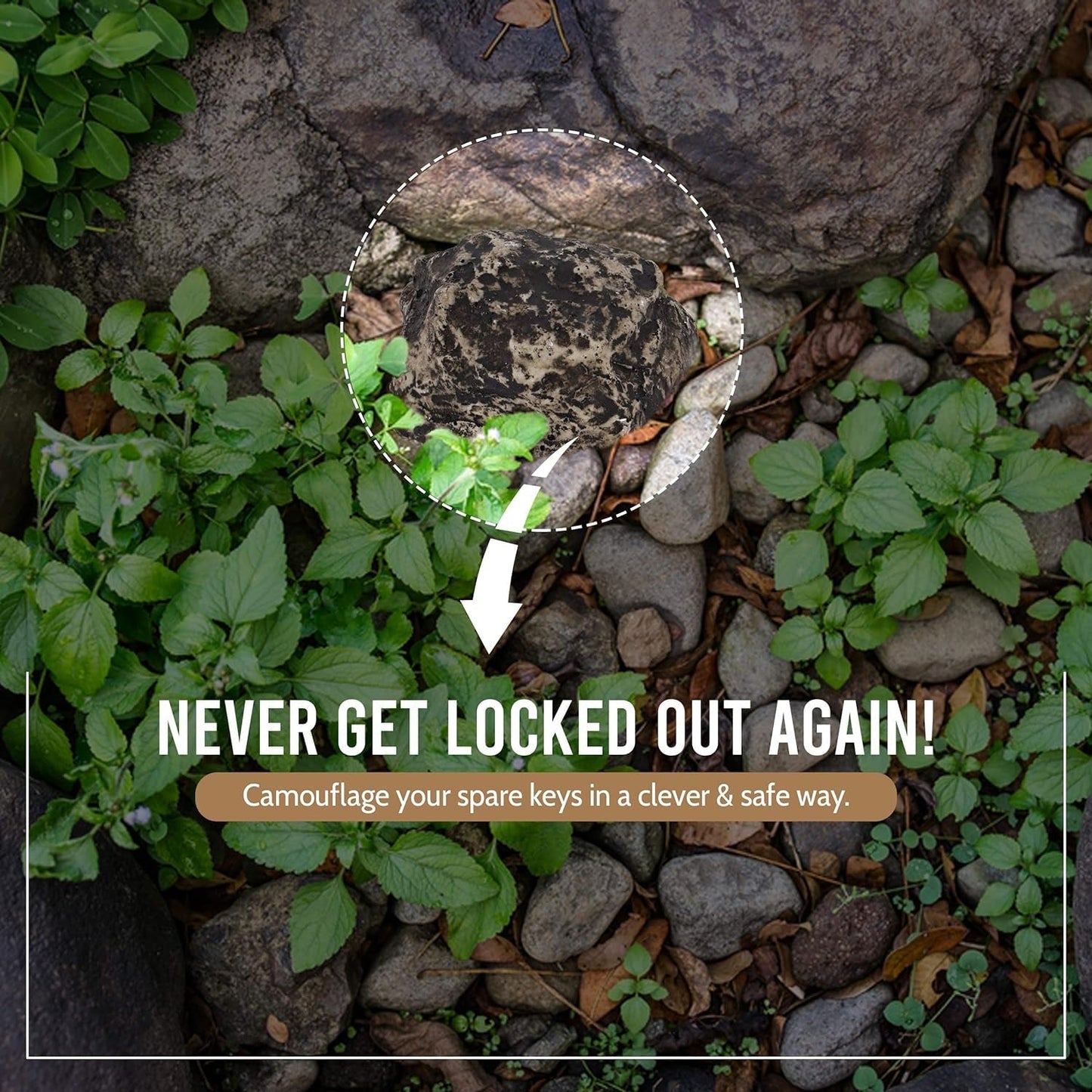 Realistic Fake Rock Key Hider – Weatherproof Outdoor Key Storage for Emergencies (1 Pc) Your Brand