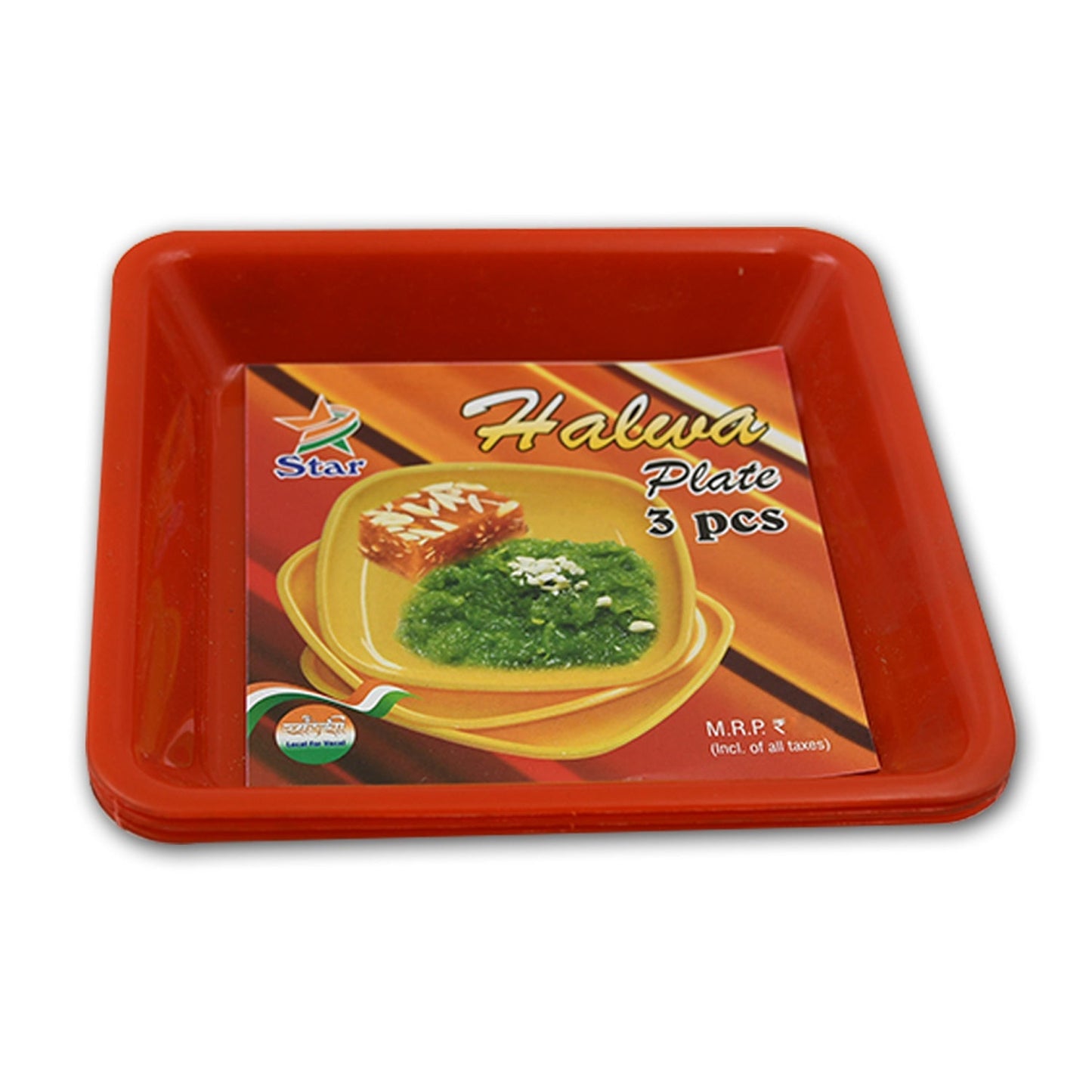 Square Plastic Halwa Dinner Plate Snacks / Breakfast, Restaurant Serving Trays Home School Coffee Hotel Kitchen Office (3 Pcs Set) Your Brand
