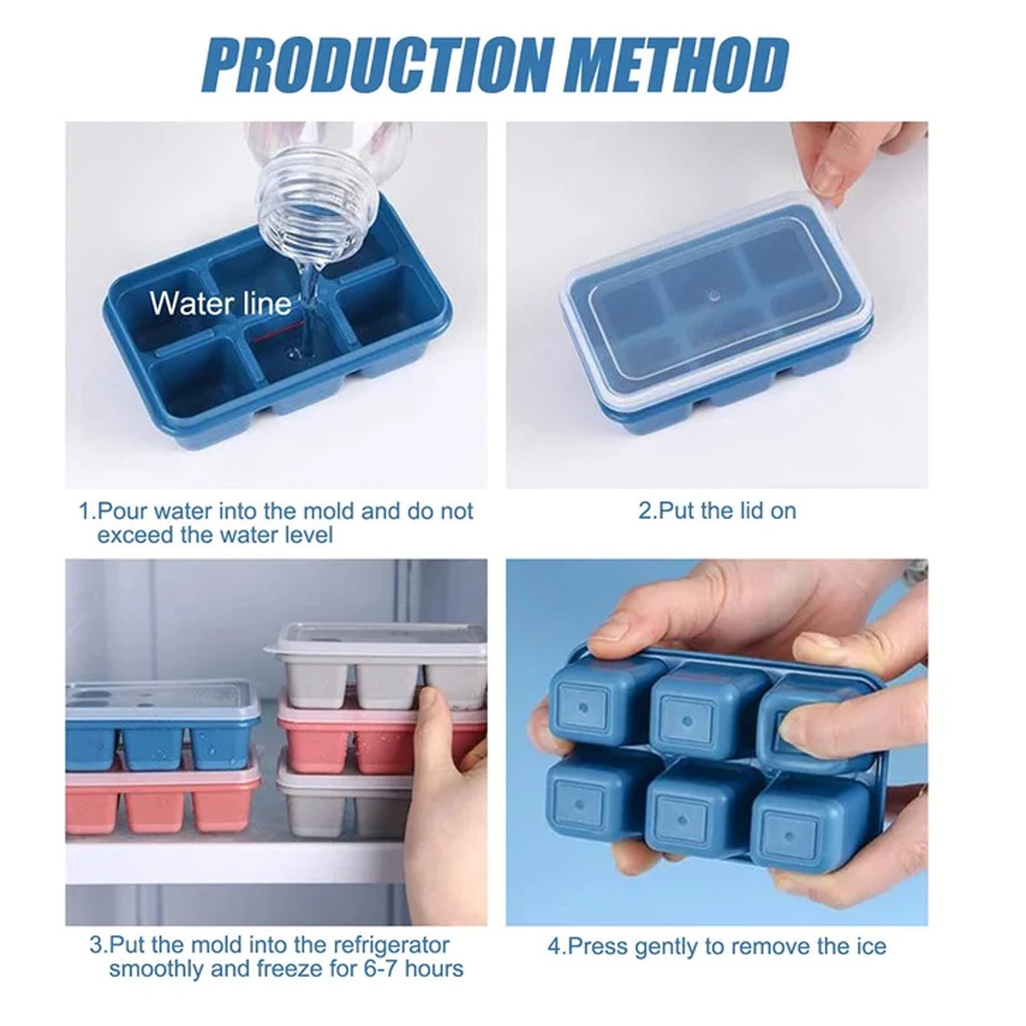6-Cavity Silicone Ice Tray – Ideal for Kitchen & Home Use Your Brand