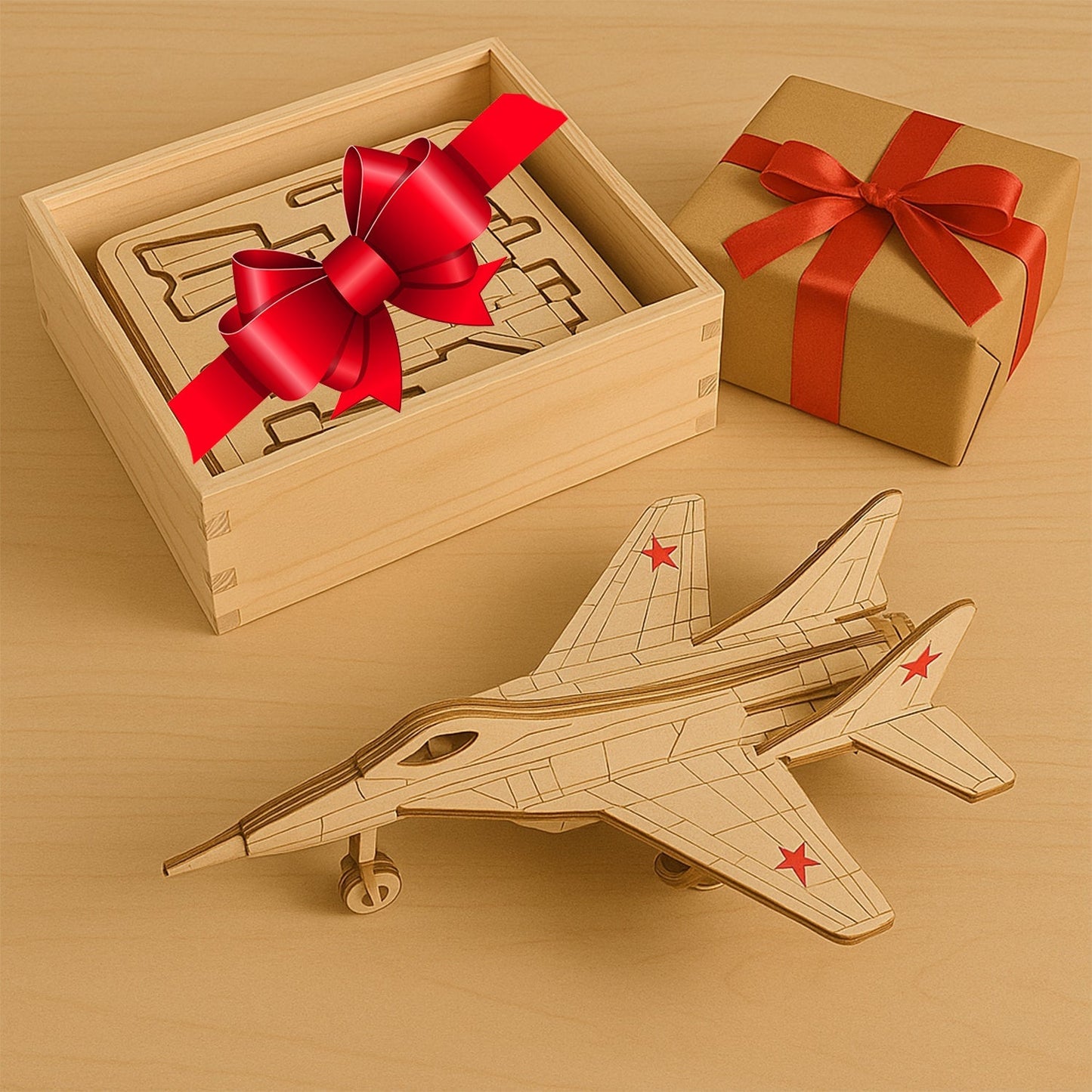 3D Wooden Fighter Jet Puzzle DIY Assembly Kit Your Brand