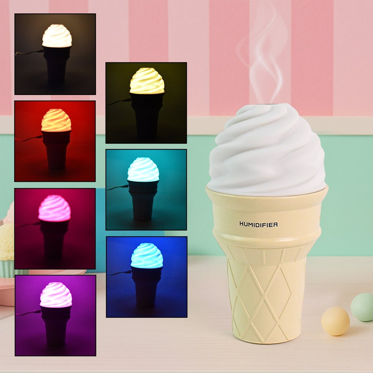Ice Cream Cone Shape Air Freshener Humidifier (1Pc / Cream Color) Your Brand