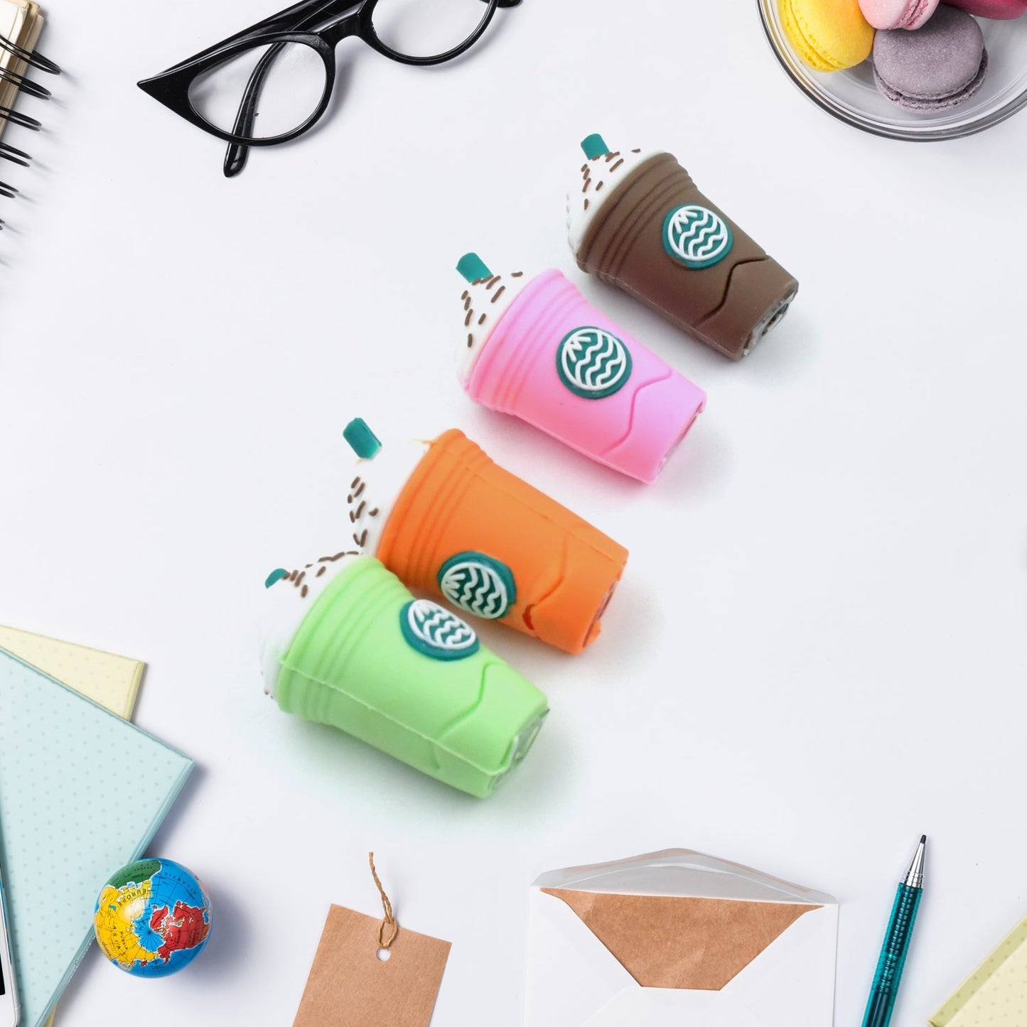 2In1 3D Cute Coffee Or Ice cream Shape sharpner Like Rotary Manual Pencil Sharpener for Kids Ice Cream Style Office School Supplies, Back to School Gift for Students,Kids Educational Stationary kit, B'Day Return Gift (1 Pc) Your Brand