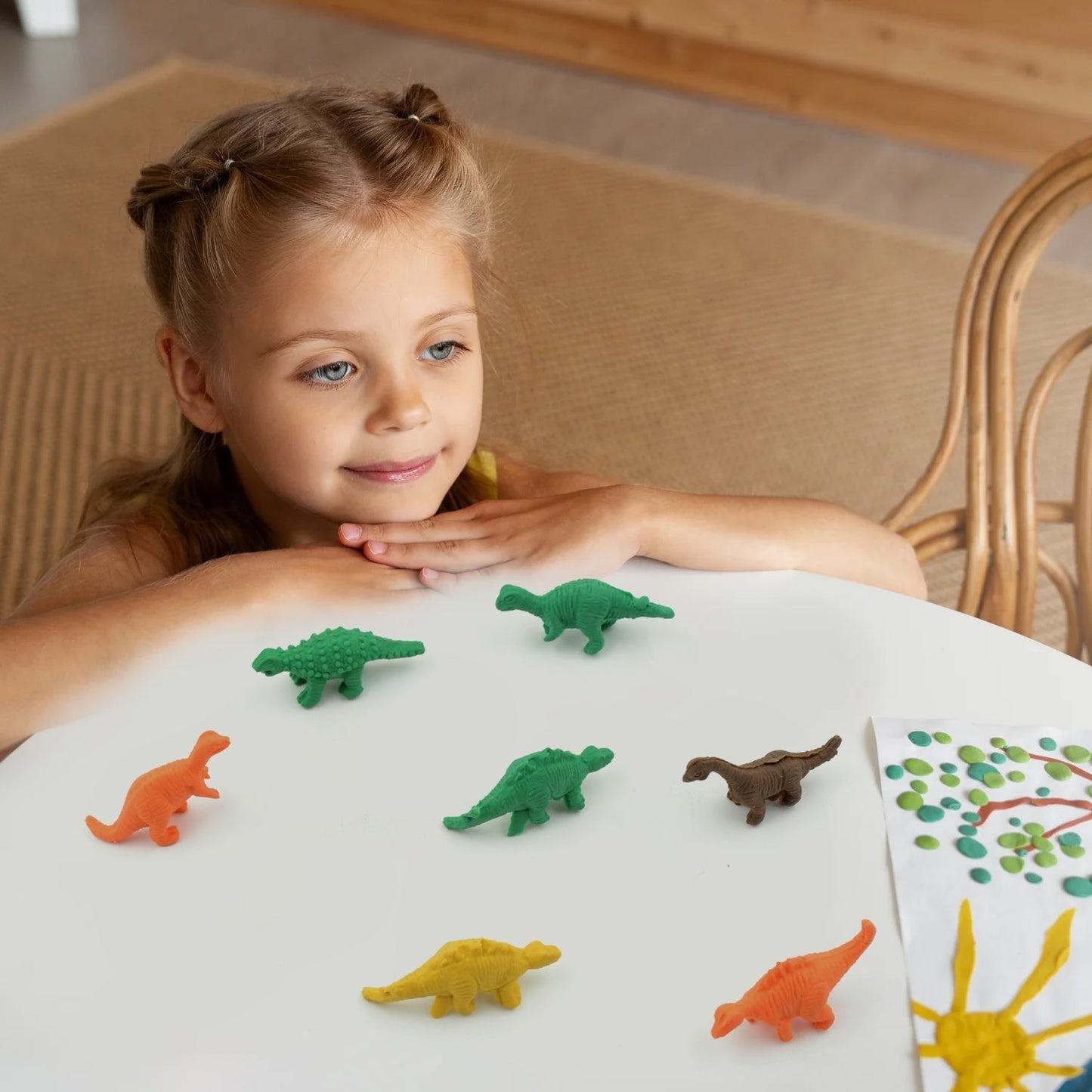 7 Piece Dinosaur Shaped Erasers for Kids - Animal Erasers, 3D Puzzle Your Brand