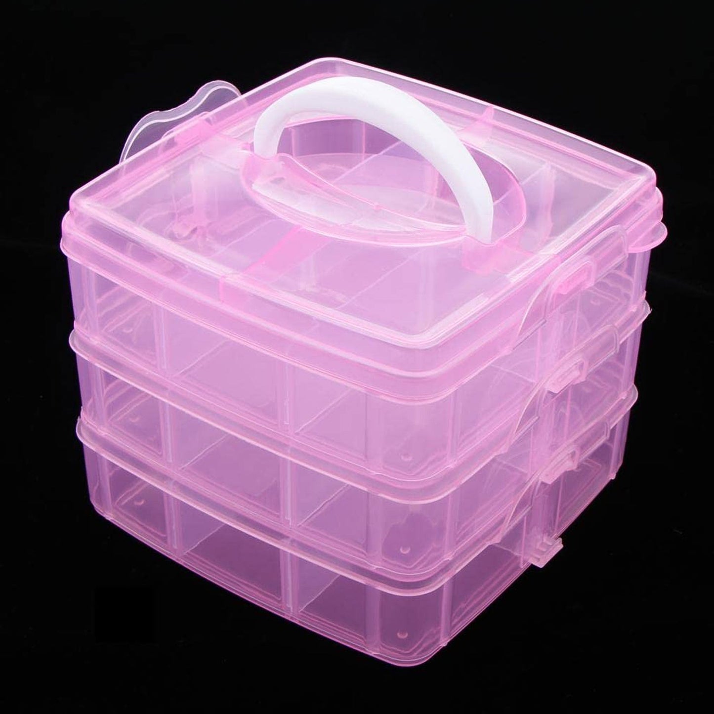 Versatile 18-Grid 3-Layer Transparent Plastic Organizer Box with Adjustable Dividers for Jewelry & Fishing Hooks Your Brand