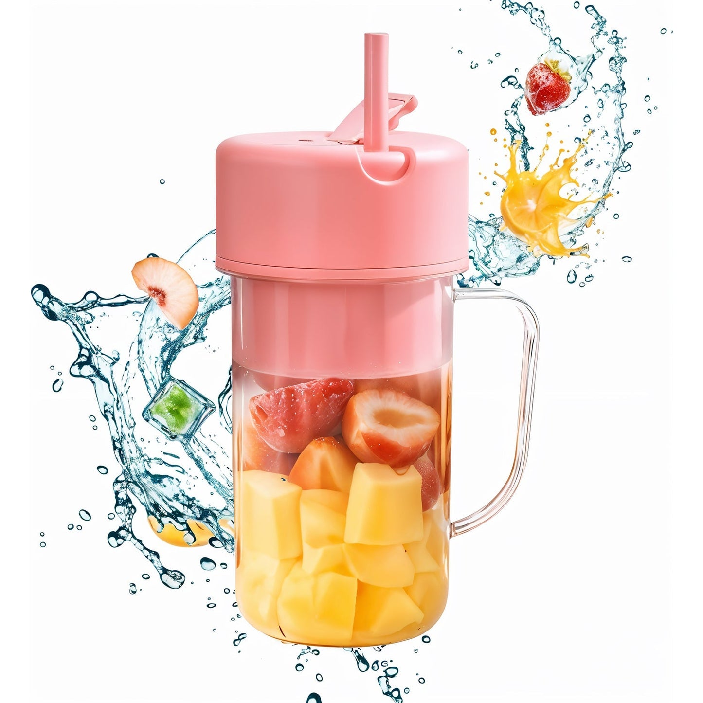 Portable Crusher Juicer With Handle & Straw, USB Rechargeable Multi Blades (420 ML) Your Brand