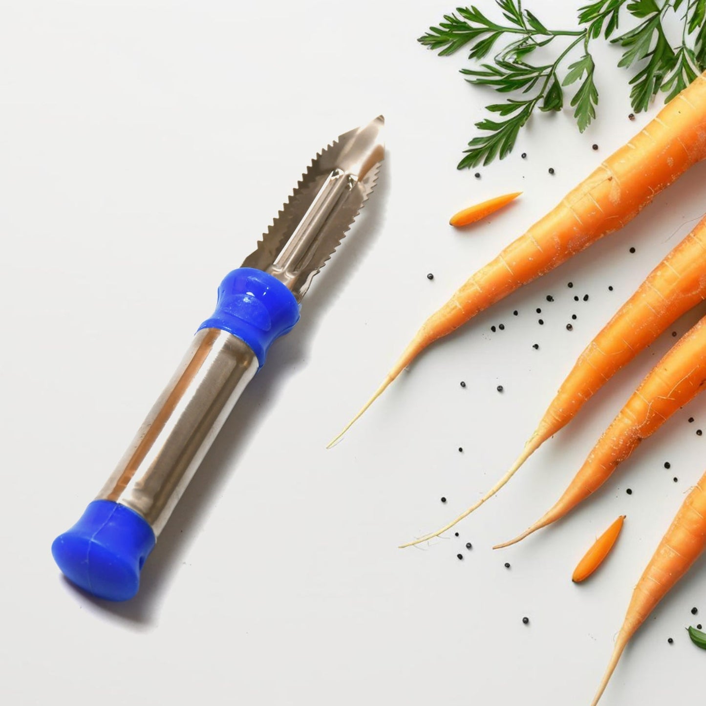 Stainless Steel 2-in-1 Vegetable Peeler - Multifunctional Grater with Hanging Ring (1 pc) Your Brand