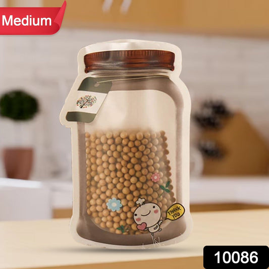 Plastic Transparent Medium Jar Shaped Pouch With Zipper (1 Pc) Your Brand