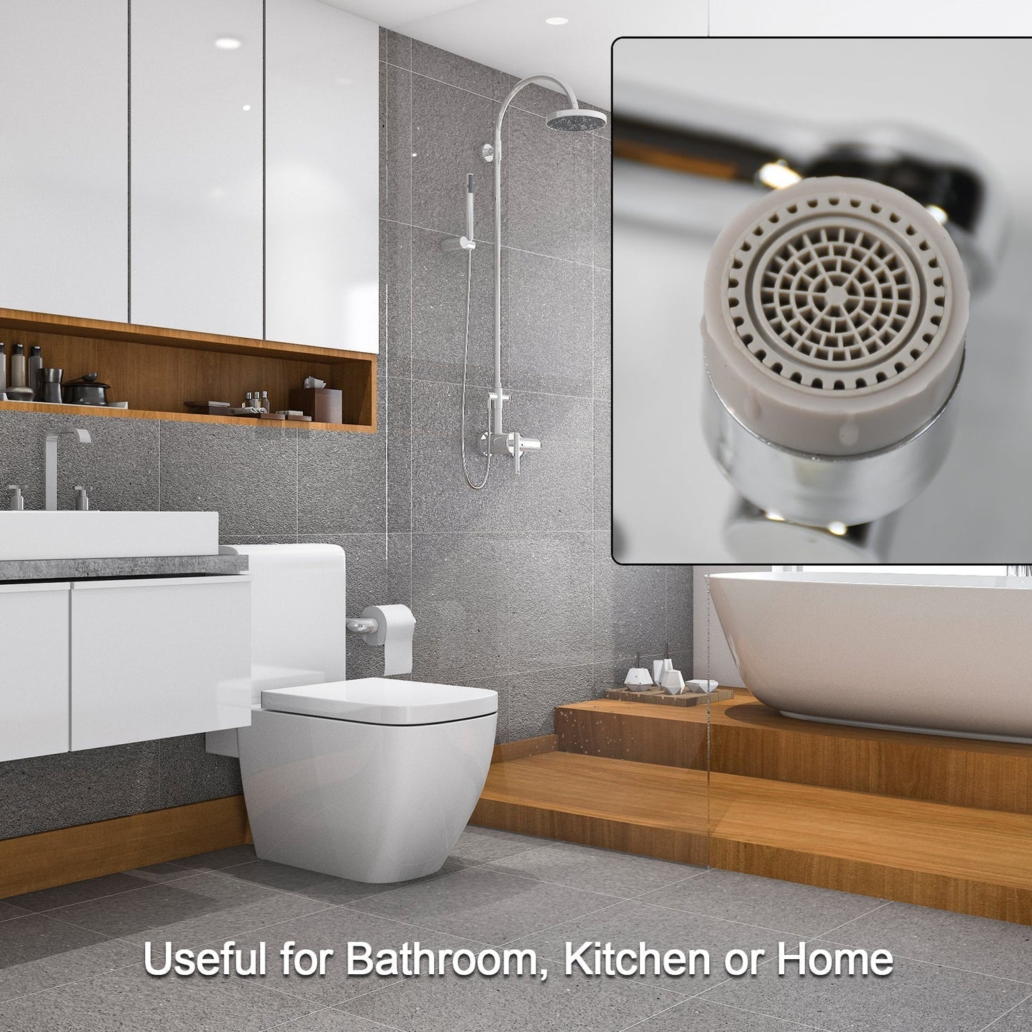 Splash Faucet Filter – 180° Rotating Sprayer, Double O-Ring, Movable Water-Saving Sink Aerator Extender (Loose) Your Brand
