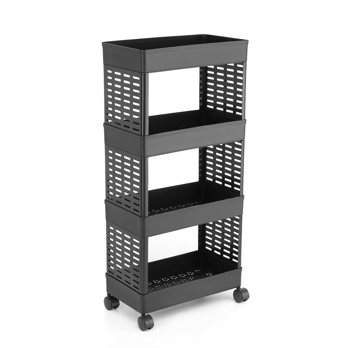 4-Layer Plastic Storage Rack with Wheels Your Brand