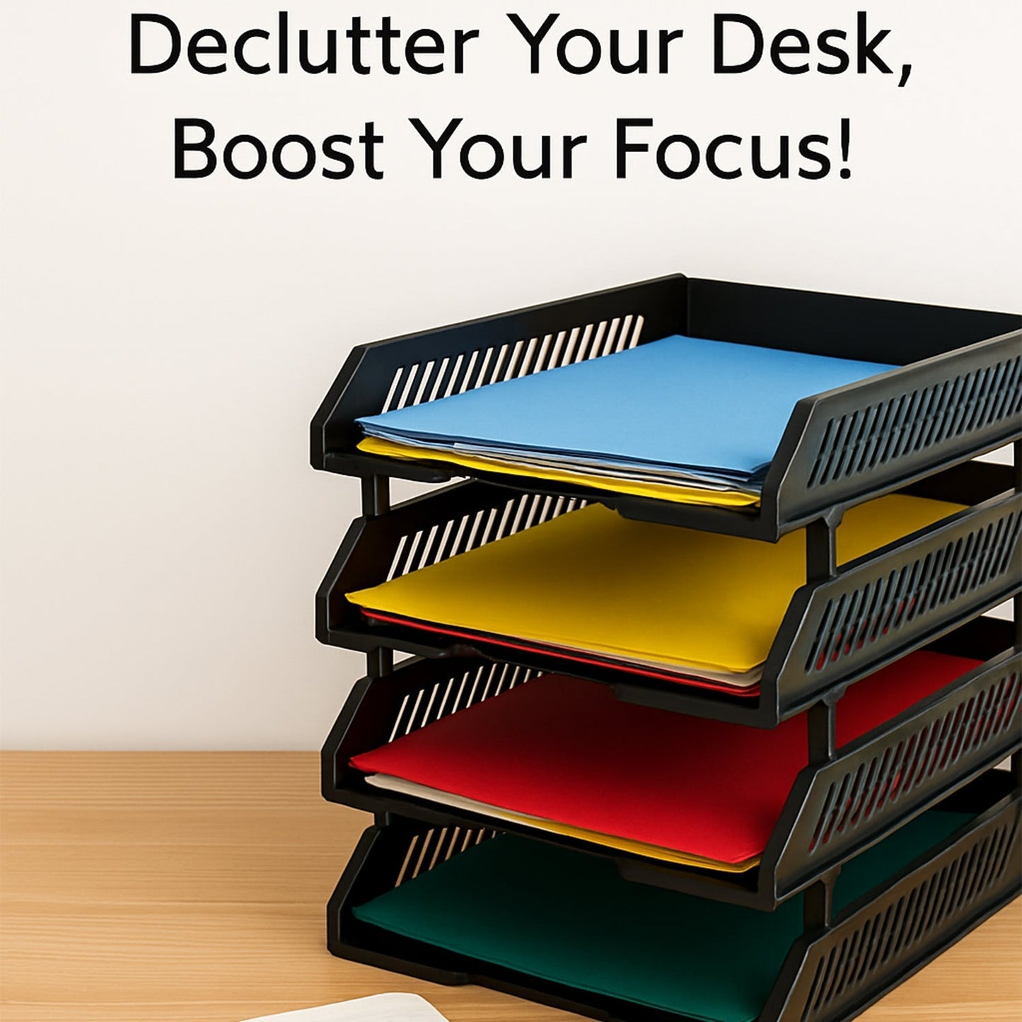 4-Layer Multifunctional File Rack with Drawers for Office Desk Your Brand
