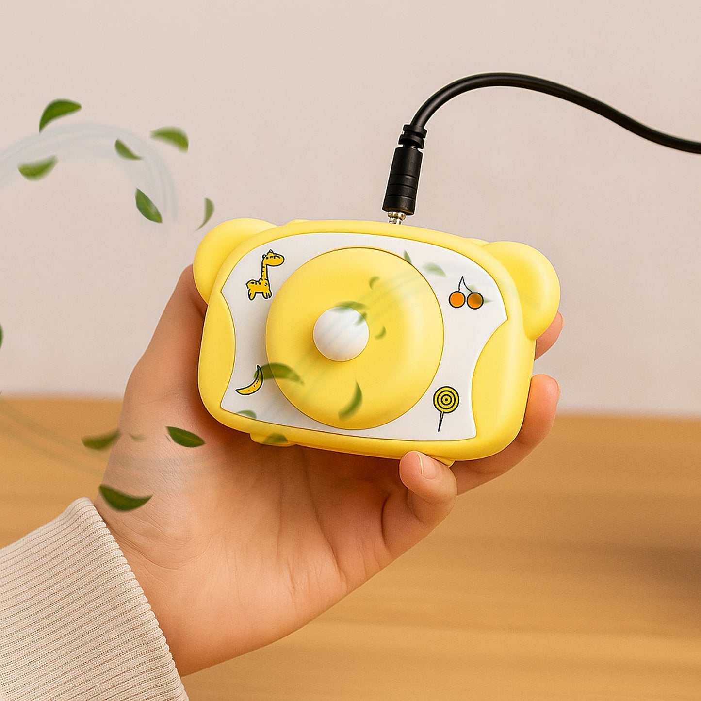Cute Bear-Shaped Mini Rechargeable Fan (1 Pc) Your Brand