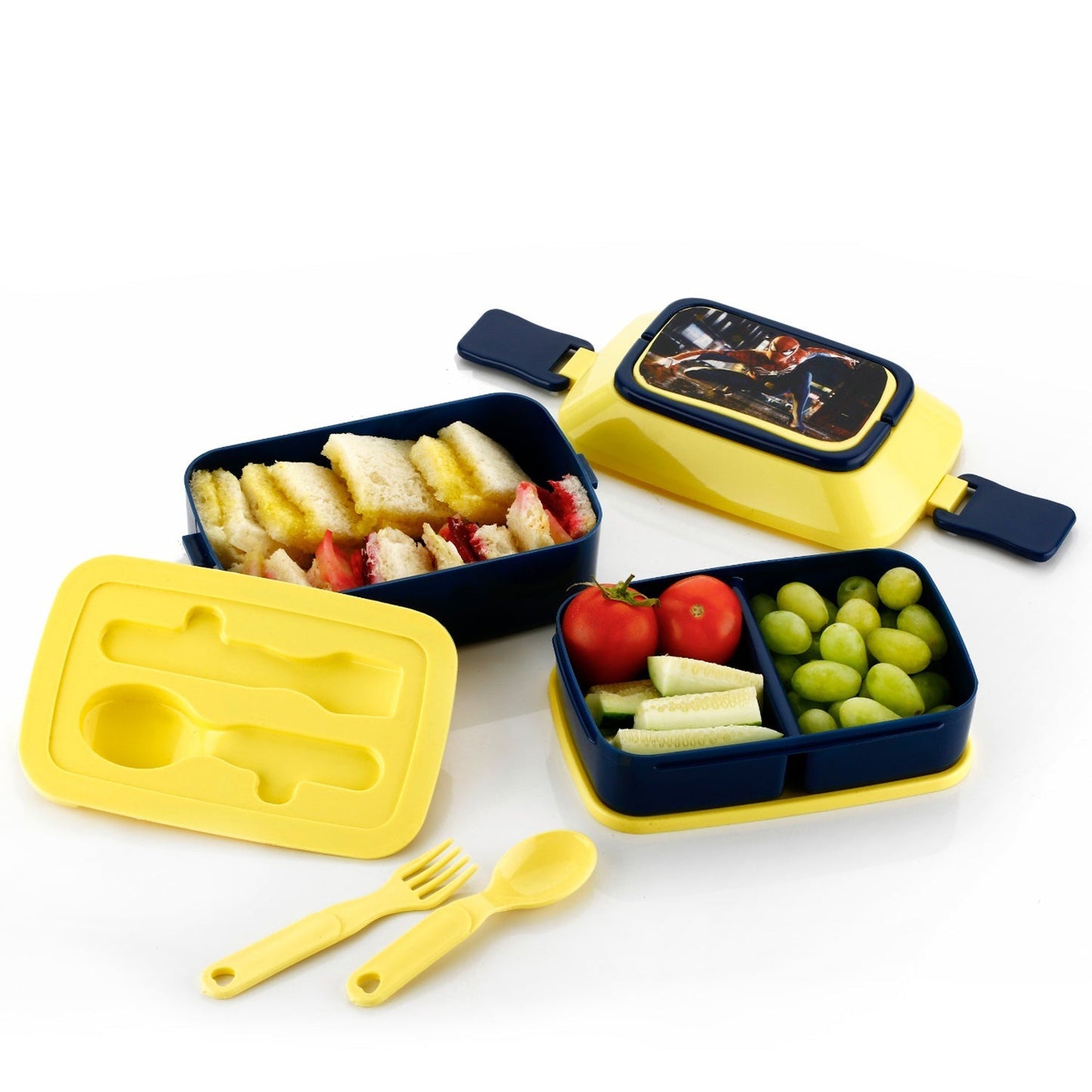 5621 Double Layer Lunch Box Stylish Lid Lunch Box With Fork & Spoon Lunch Box For Children School Lunch Box Your Brand