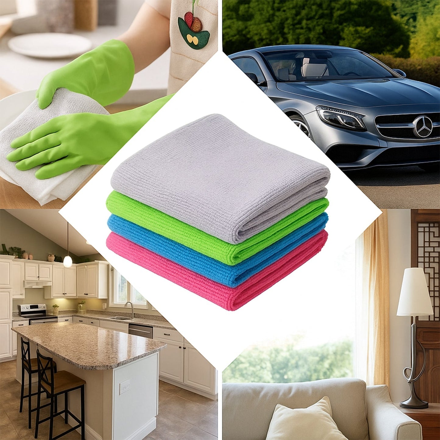 Multipurpose Microfiber Cleaning Cloth (30x30cm & 5 Pc) Your Brand