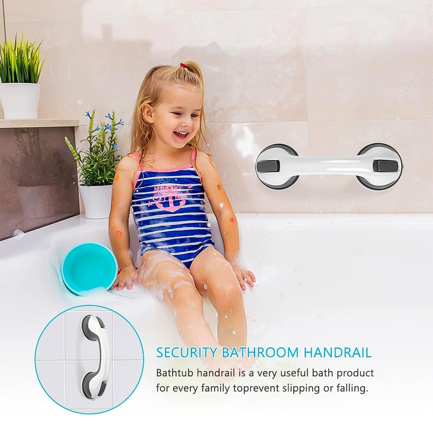 Suction Grab Bar Handle for Bathroom Safety (1 Pc) Your Brand