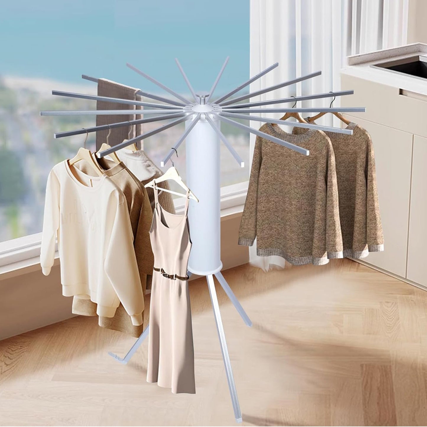 Foldable Rotary Clothes Drying Rack Stand (1 Pc) Your Brand