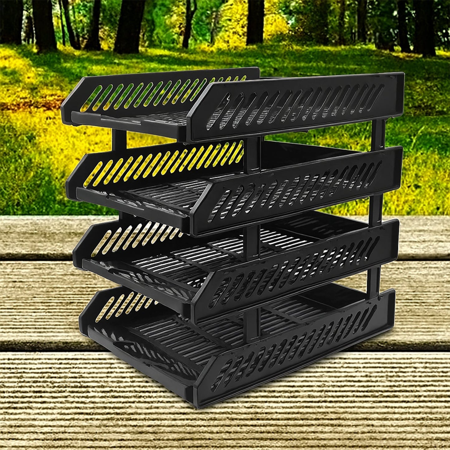 4-Layer Multifunctional File Rack with Drawers for Office Desk Your Brand