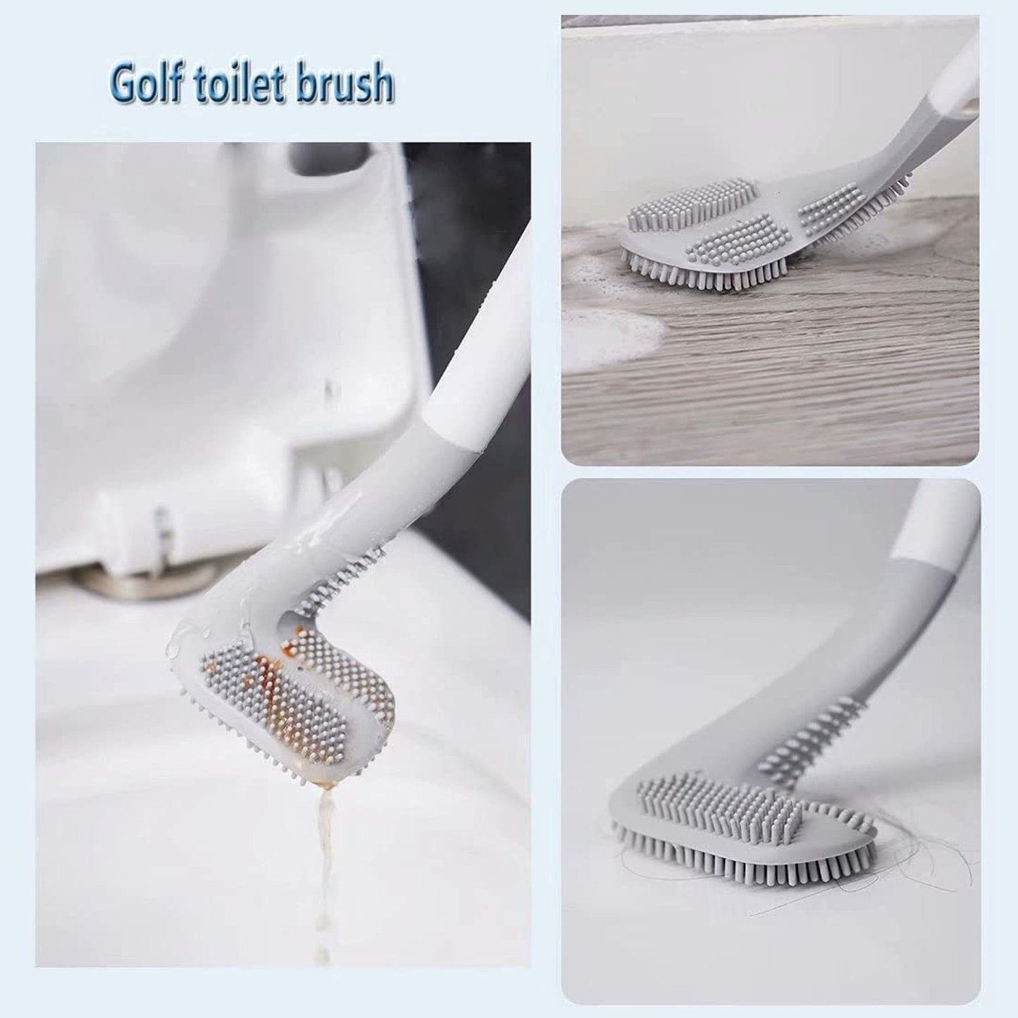 6059A Golf Shape Toilet Cleaner Brush with Long Handle and Silicone Head for Bathroom Cleaning