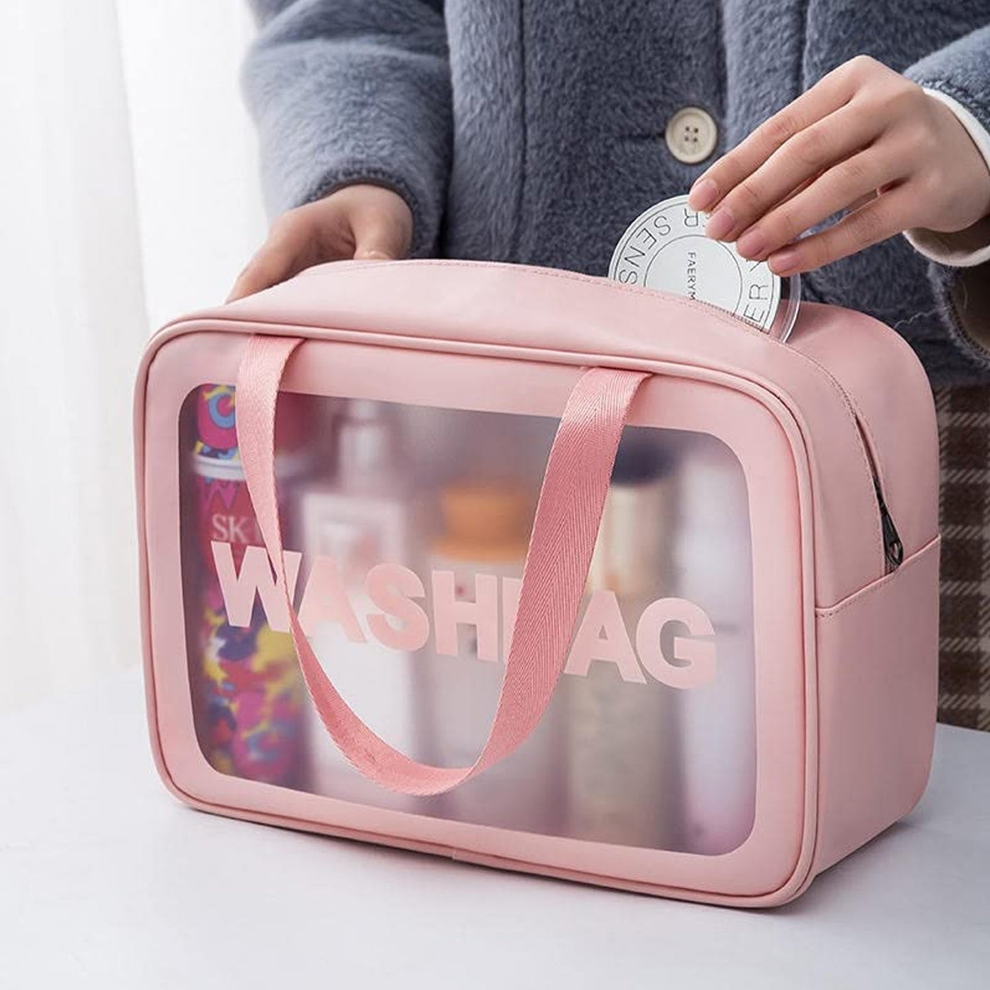 Big Zippered Cosmetic Pouch, Toiletry Bag for Cosmetics (1 Pc) Your Brand