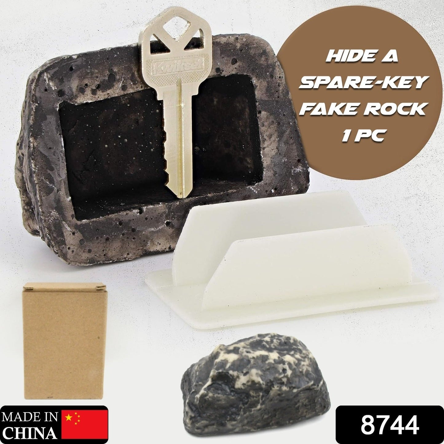 Realistic Fake Rock Key Hider – Weatherproof Outdoor Key Storage for Emergencies (1 Pc) Your Brand