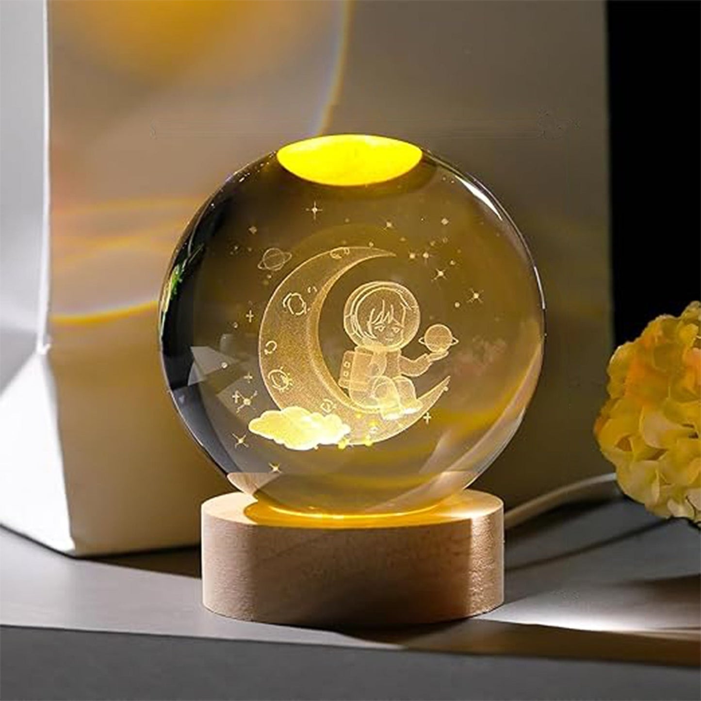 3D Crystal Ball lamps With Base (1 Pc / Mix Design) Your Brand