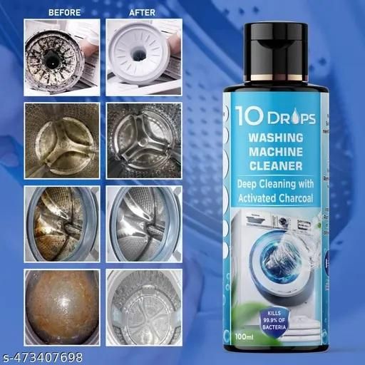 10 Drops washing machine cleaner liquid with activated charcoal for deep cleaning and bacterial removal