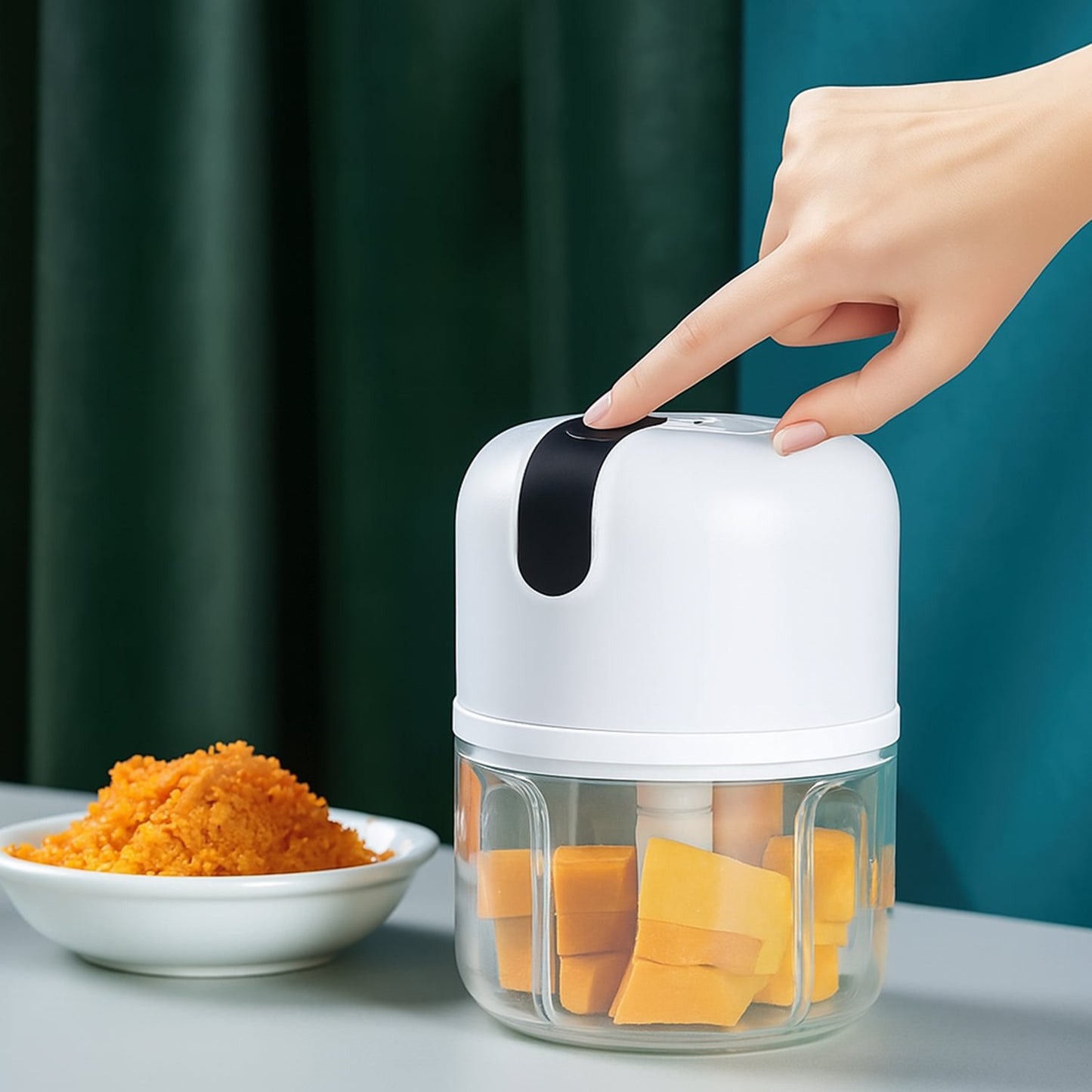 Wireless USB Rechargeable Mini Electric Garlic Machine / Chopper 3 Blades (250Ml) Your Brand