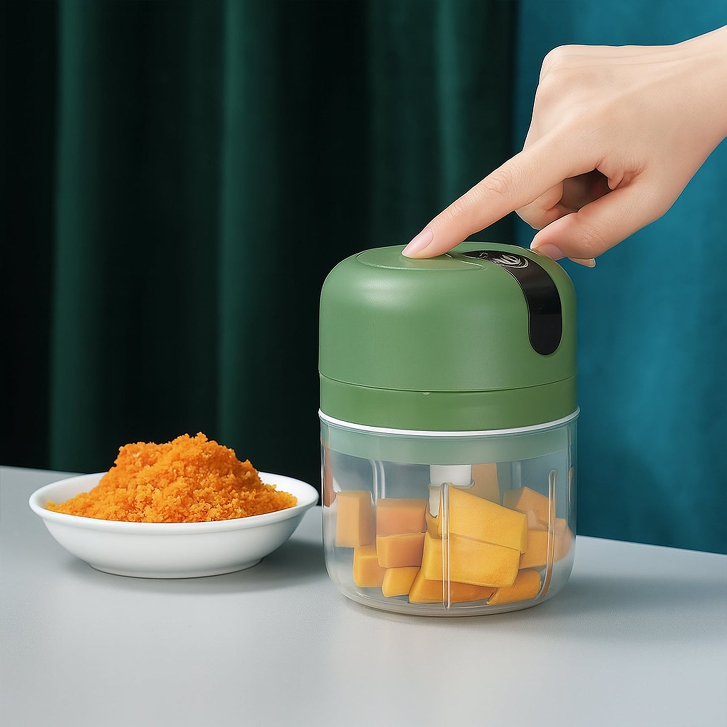 Wireless USB Rechargeable Mini Electric Garlic Machine / Chopper 3 Blades (250Ml) Your Brand