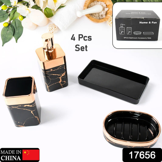 Bathroom Accessories Set, Bathroom Decor with 1 Soap Dispenser, 1 Tumbler, 1 Tray, 1 Soap Dish for Bathroom, Kitchen, Office, Gift for Women and Men (4 pcs set) Your Brand