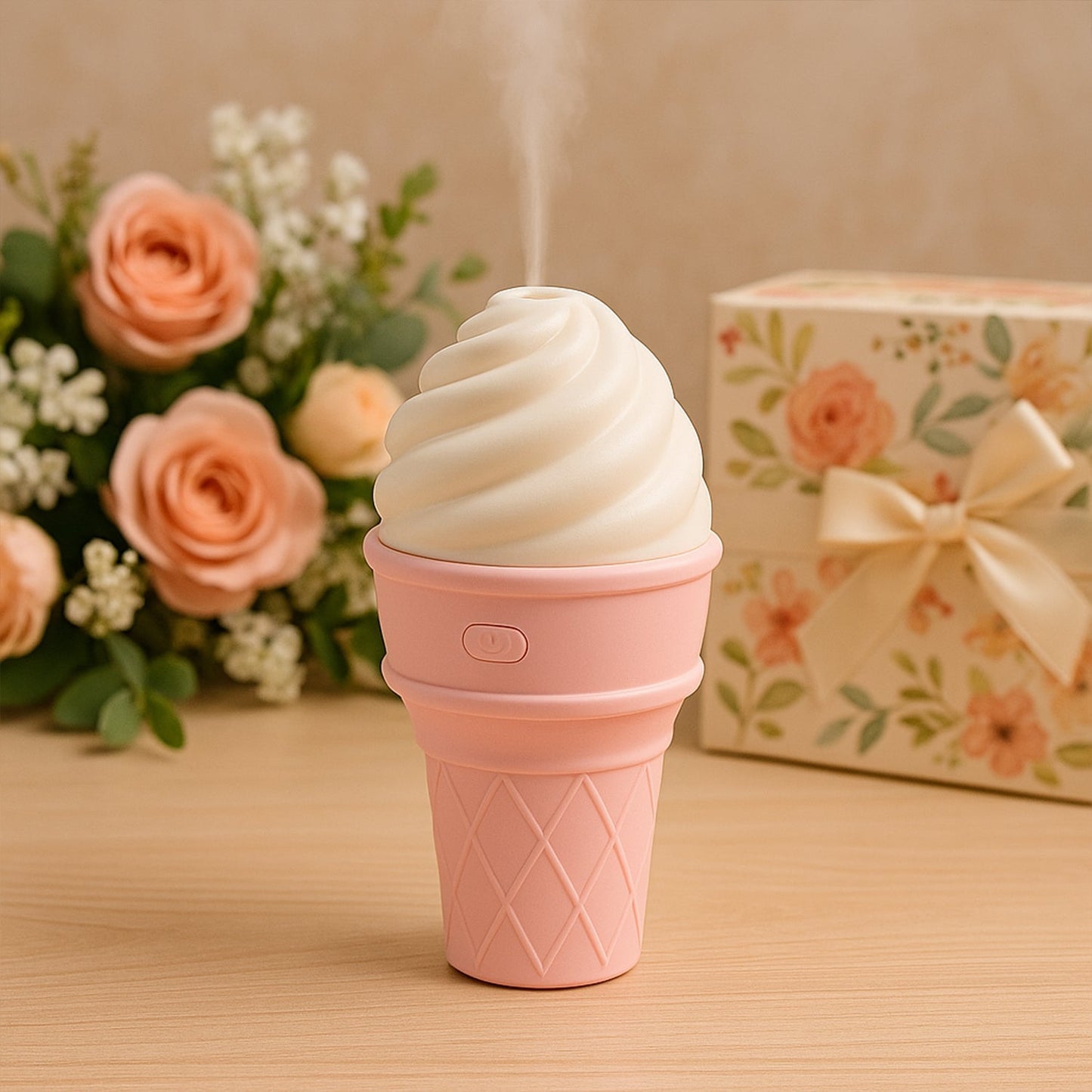 Ice Cream Cone Shape Air Freshener Humidifier (1Pc / Pink) Your Brand
